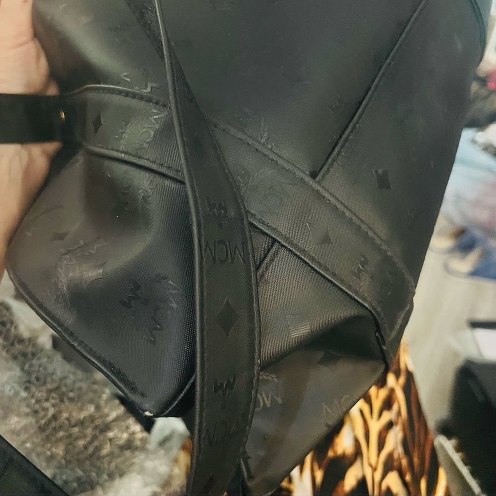 MCM Black Monogram Tote with Stud Accents - Picture 7 of 7